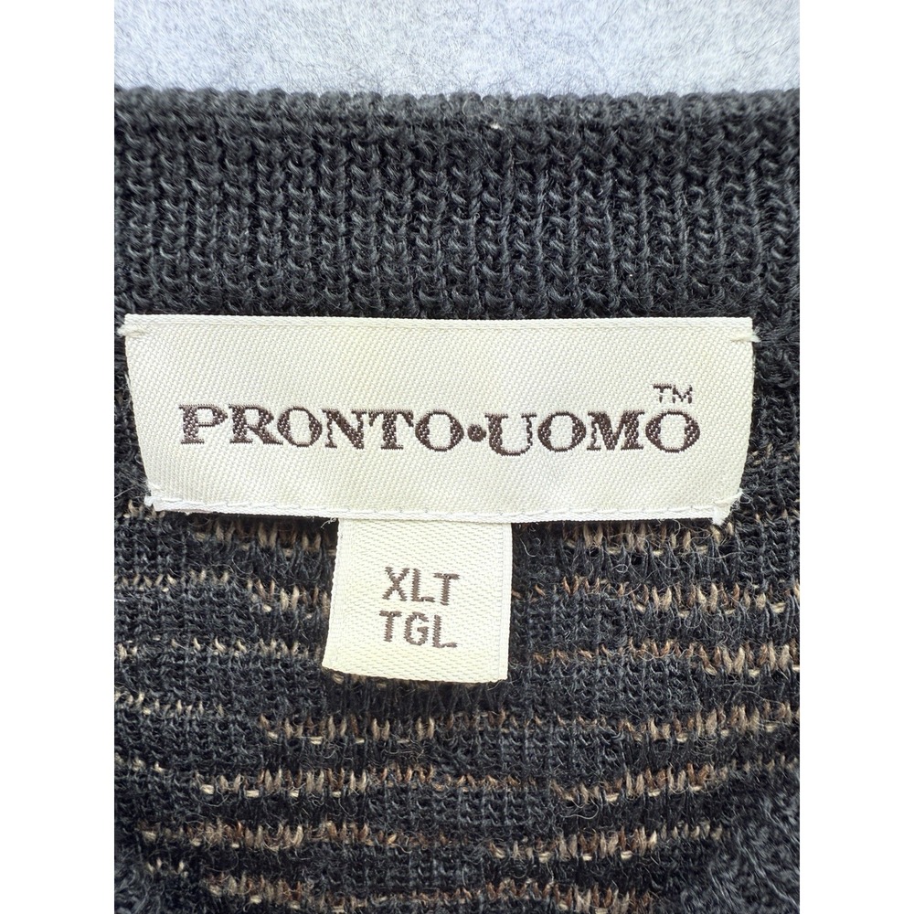 VTG Pronto-Uomo Men's Sweater Black, Brown & Tan Size XLT - Picture 7 of 8